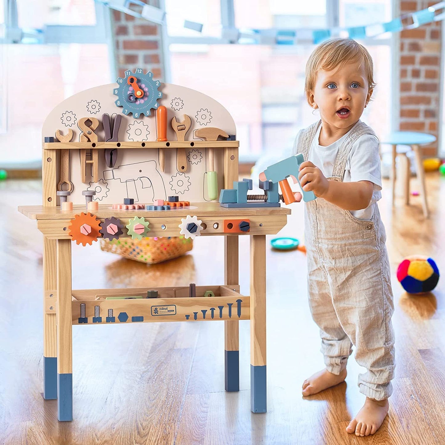 ROBOTIME Wooden Play Tool Workbench