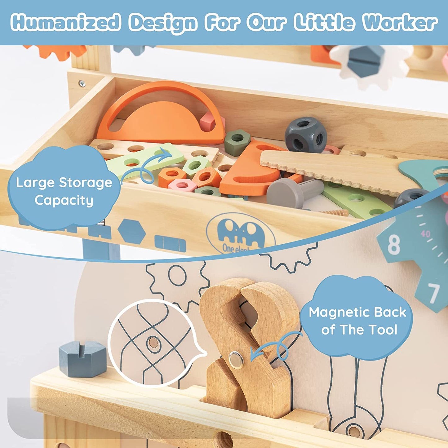 ROBOTIME Wooden Play Tool Workbench