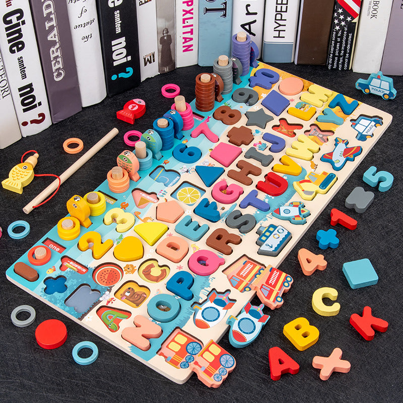 Math Matching Log Board Fishing Puzzle Count Number