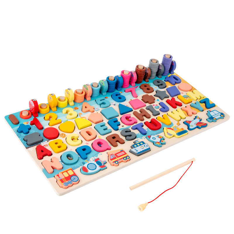 Math Matching Log Board Fishing Puzzle Count Number