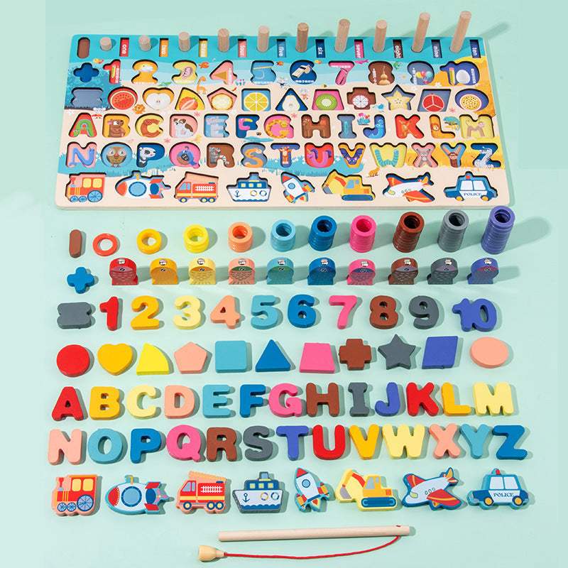 Math Matching Log Board Fishing Puzzle Count Number