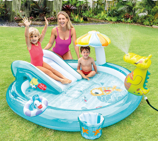 Inflatable Kids Pool with Slide & Fountain